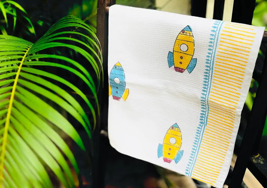 Rocket - Kids Block Printed Bath Towel