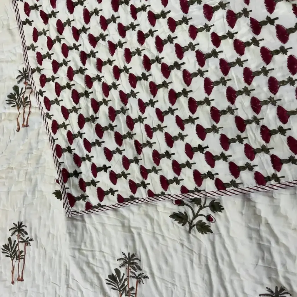 Palm Regia - Block Printed Muslin Quilt
