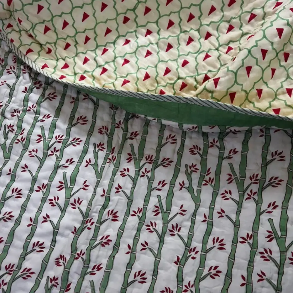 Bamboo Forest - Block Printed Muslin Quilt