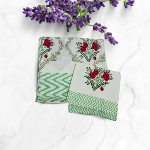 [BED0321] Kusum - Blockprinted Bedsheet Set