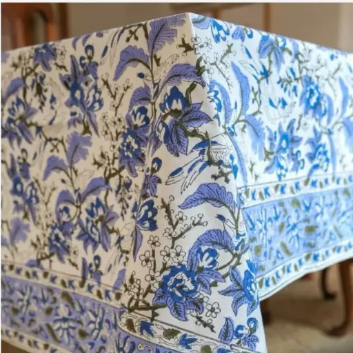 Sweet Spring - Blockprinted Table Cloth (6 seater)