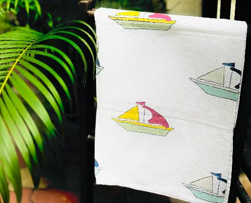  Boat  - Kids Block Printed Bath Towel