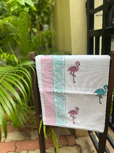Flamingo - Kids Block Printed Bath Towel